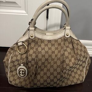 Gucci Brown and Cream Shoulder Bag